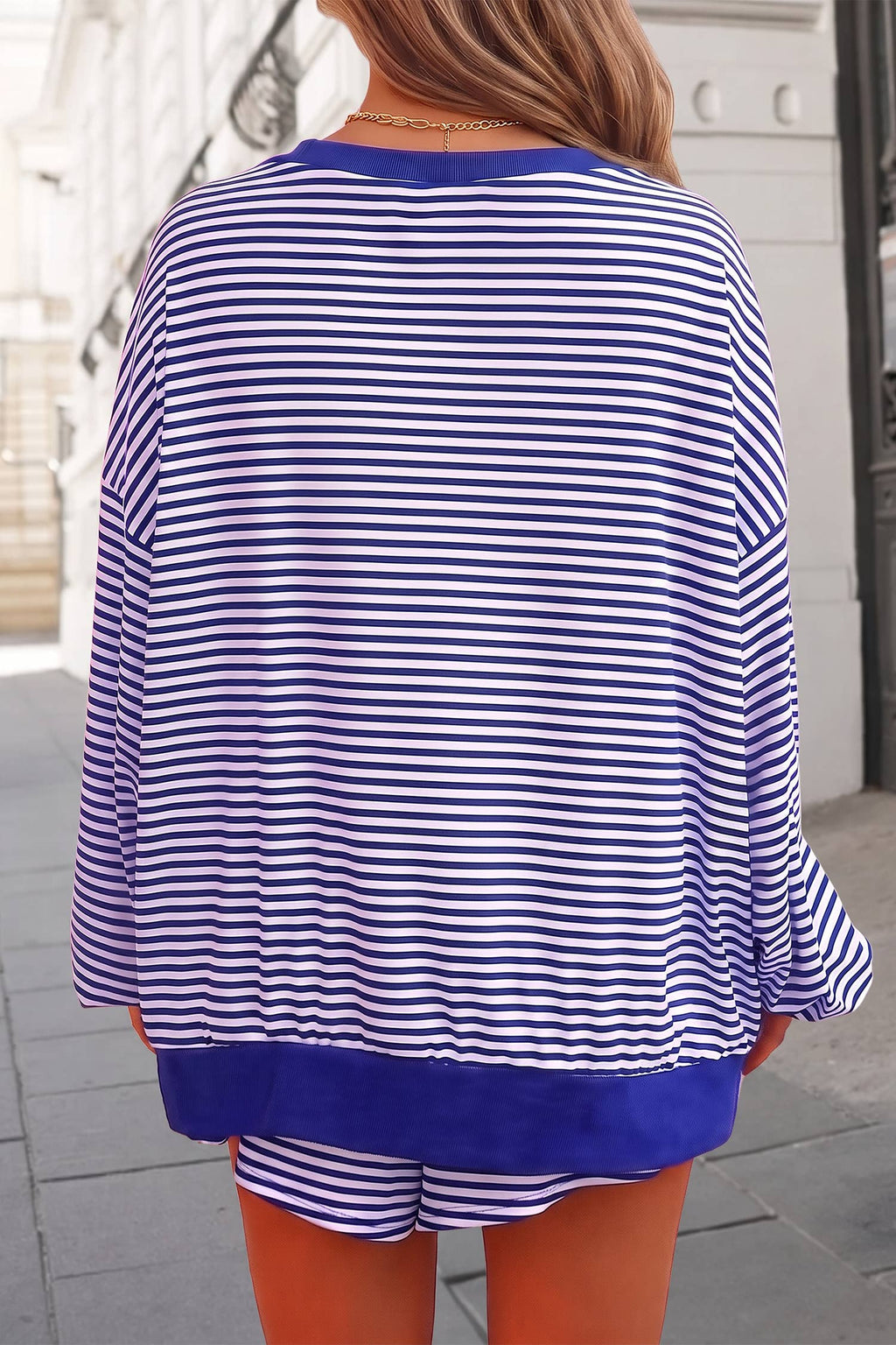 Striped Print Long Sleeve Top Loose 2pcs Set | S-XL