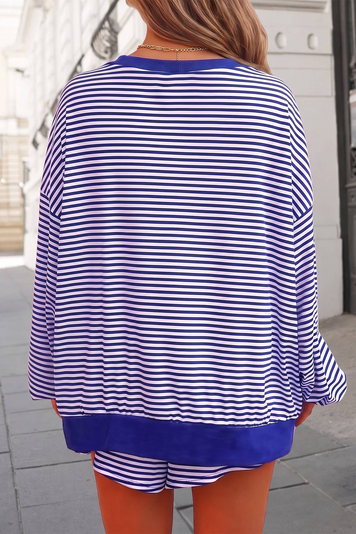 Striped Print Long Sleeve Top Loose 2pcs Set | S-XL