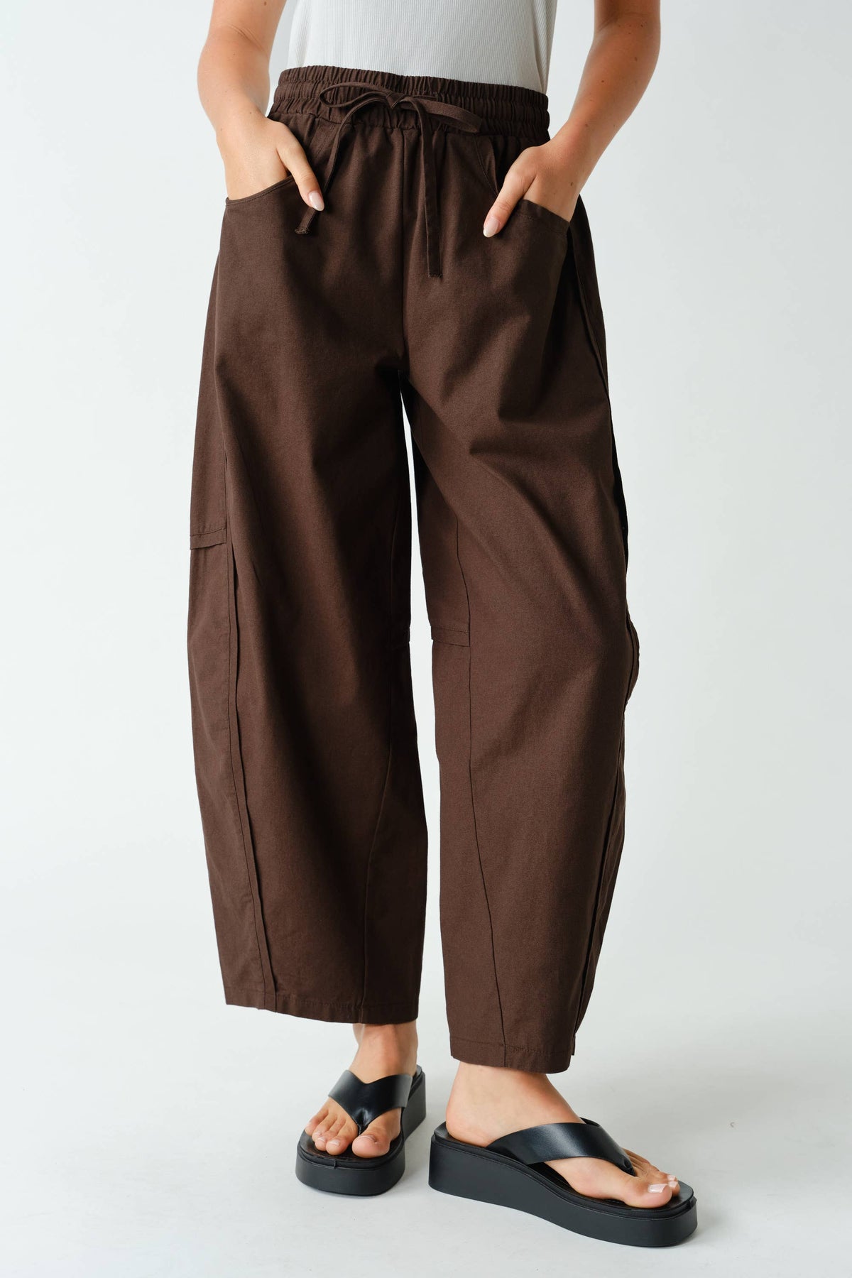 Ember Cotton Barrel-Leg Utility Pants