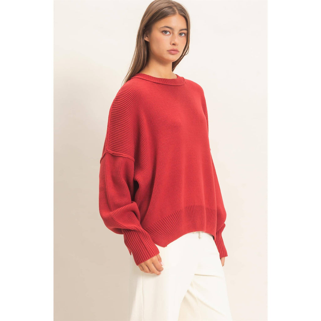 Ribbed Crew Neck Sweater