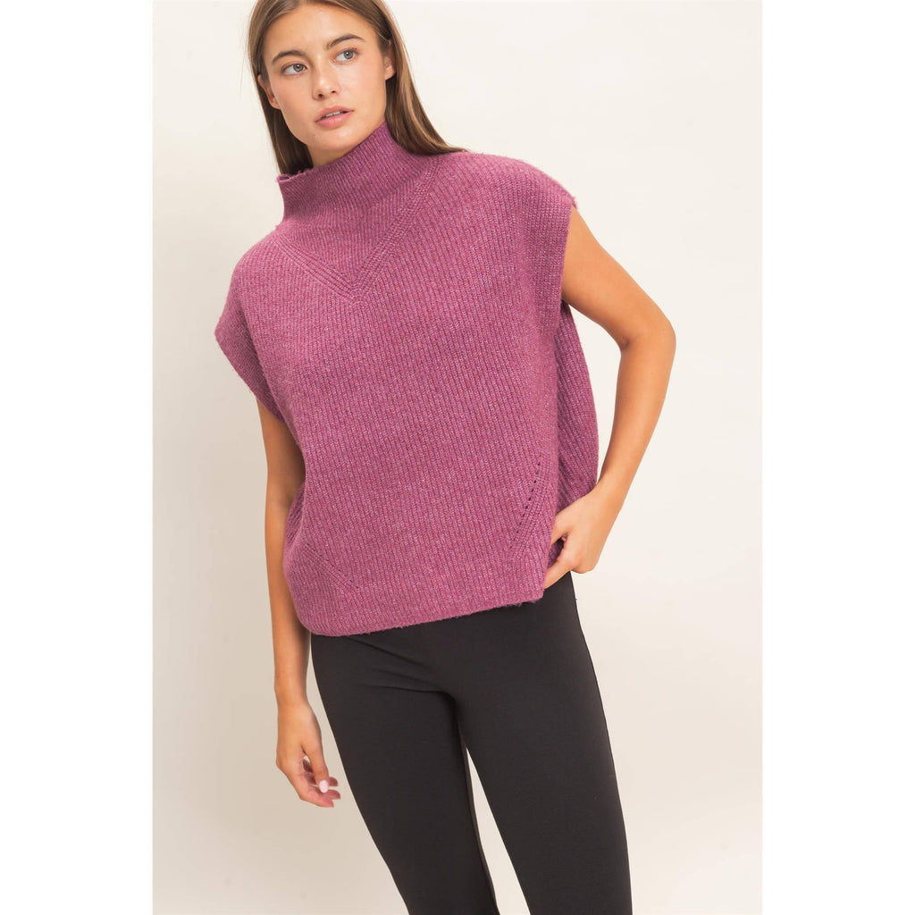 Sleeveless High Neck Sweater