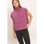 Sleeveless High Neck Sweater