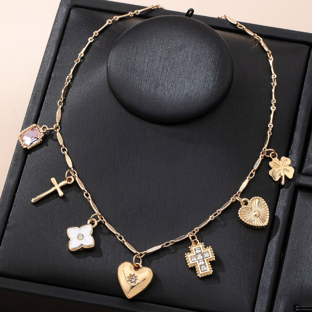 CHARM NECKLACE-crosses hearts flowers clovers | 80N92807