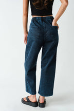 Denim Acid-Wash Drawstring Pull-On Pants