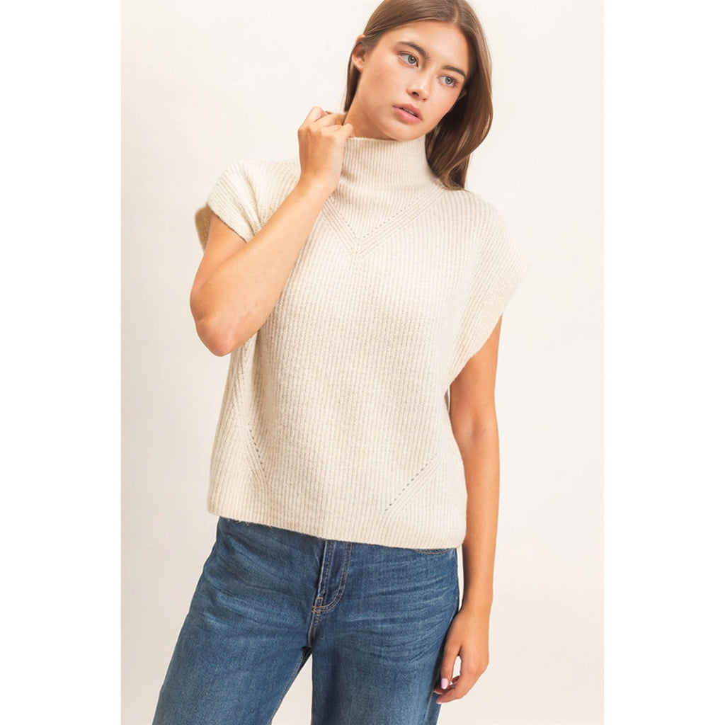 Sleeveless High Neck Sweater