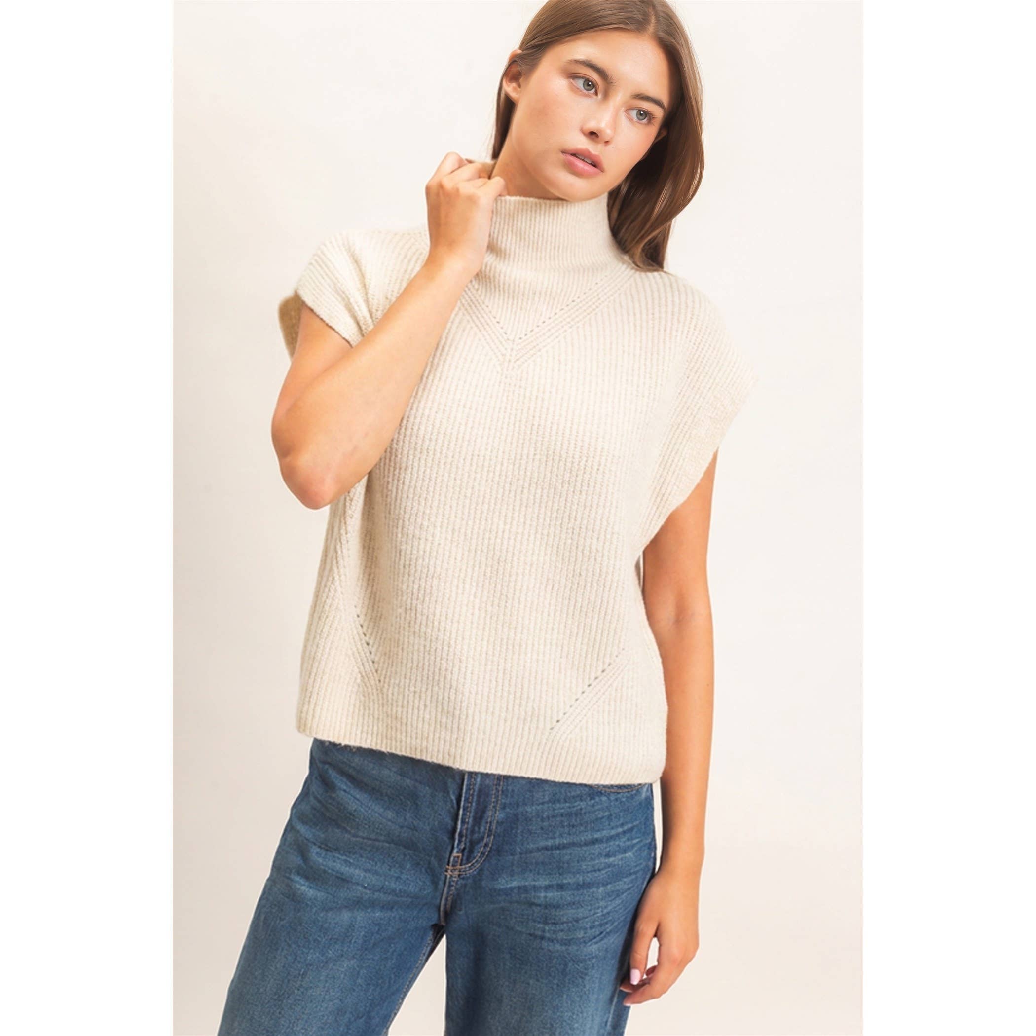 Sleeveless High Neck Sweater