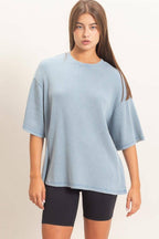 Mineral Wash Waffle Crew Neck Short Sleeve Top