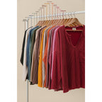 WAVY TWO TONE RIB NOTCH NECK PATCH POCKET TOP