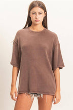 Mineral Wash Waffle Crew Neck Short Sleeve Top