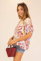 Coastal Bloom Printed Blouse