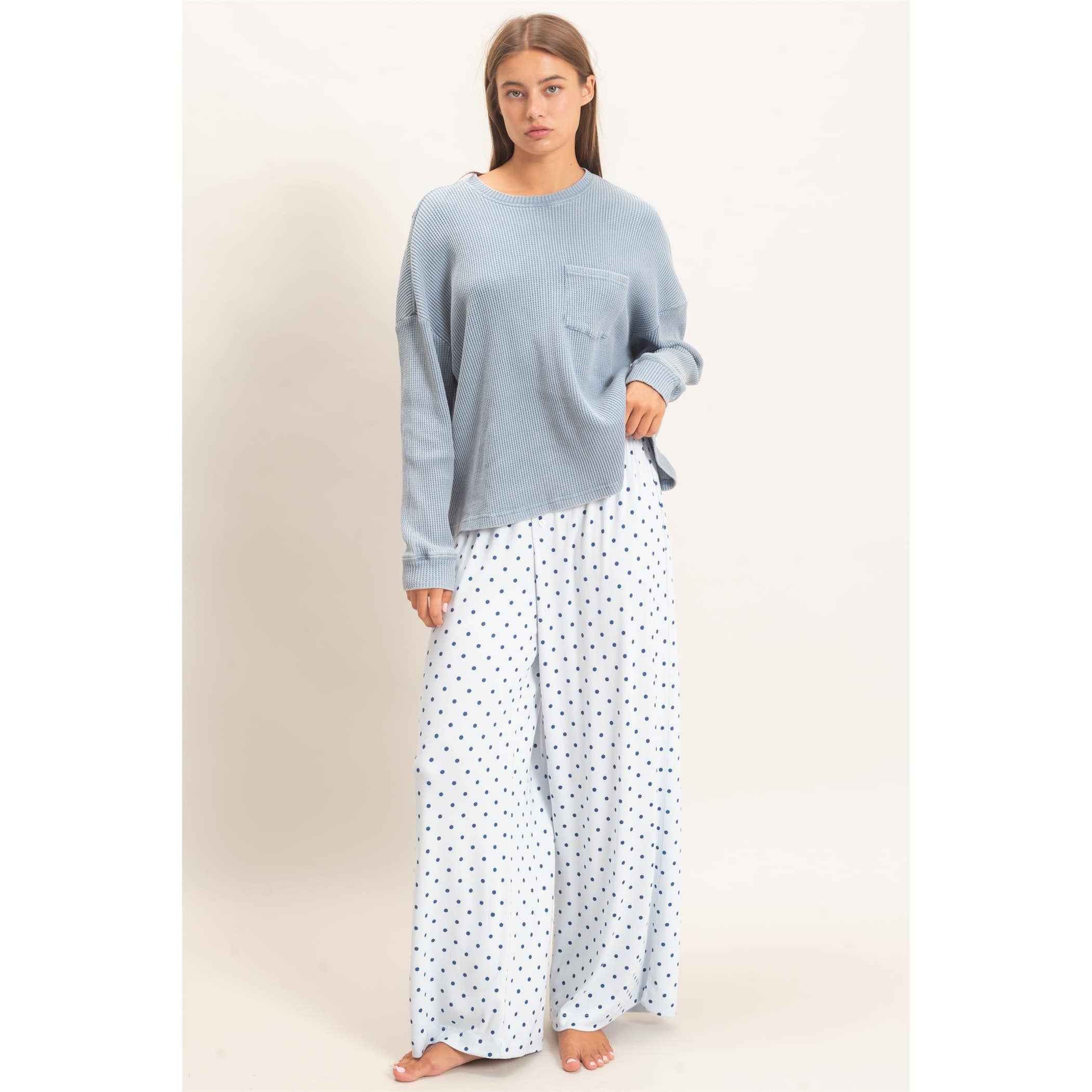 Mineral Wash Waffle Long Sleeve Top