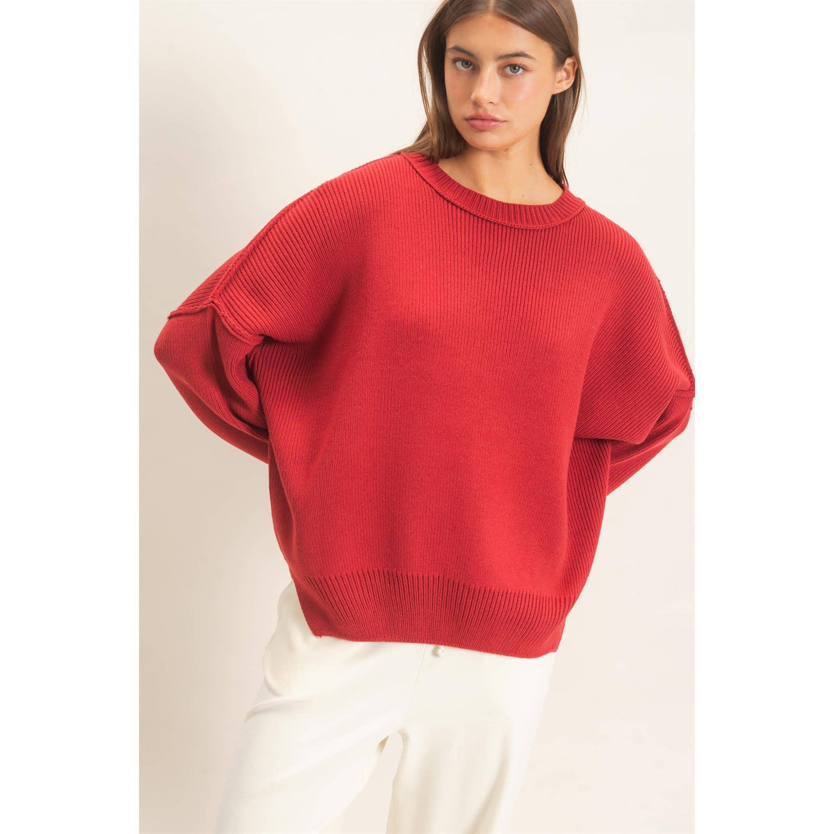 Ribbed Crew Neck Sweater
