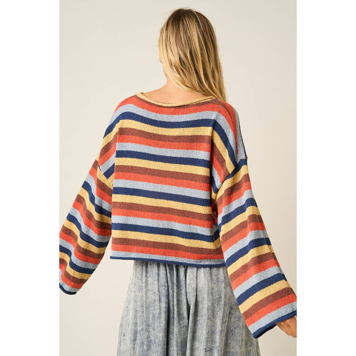 MULTICOLOR STRIPED SWEATER KNIT TOP