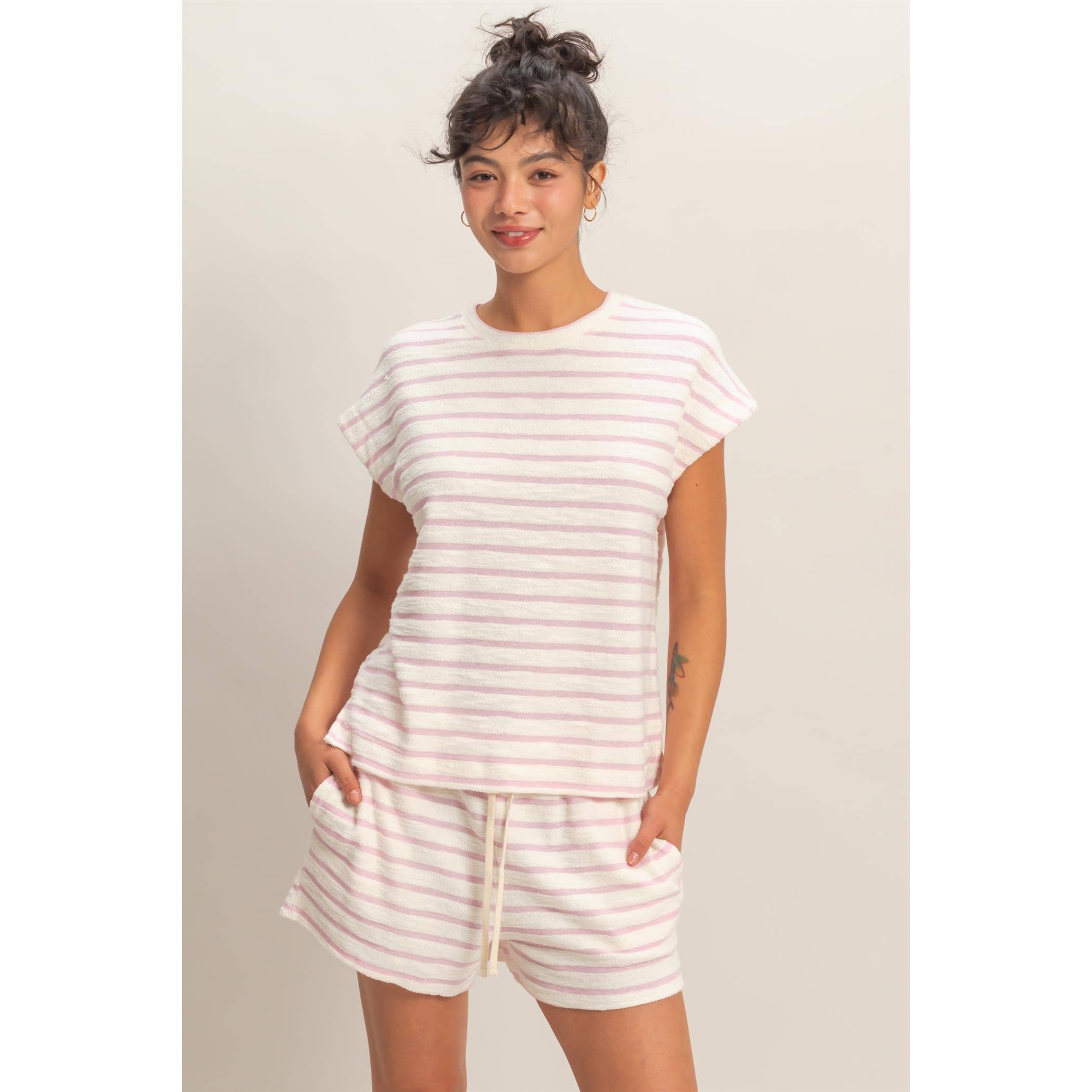 Striped Round Neck Short Sleeve Top