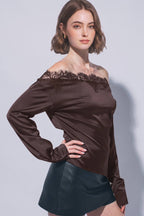 Lace-trimmed Off-the-shoulder Blouse