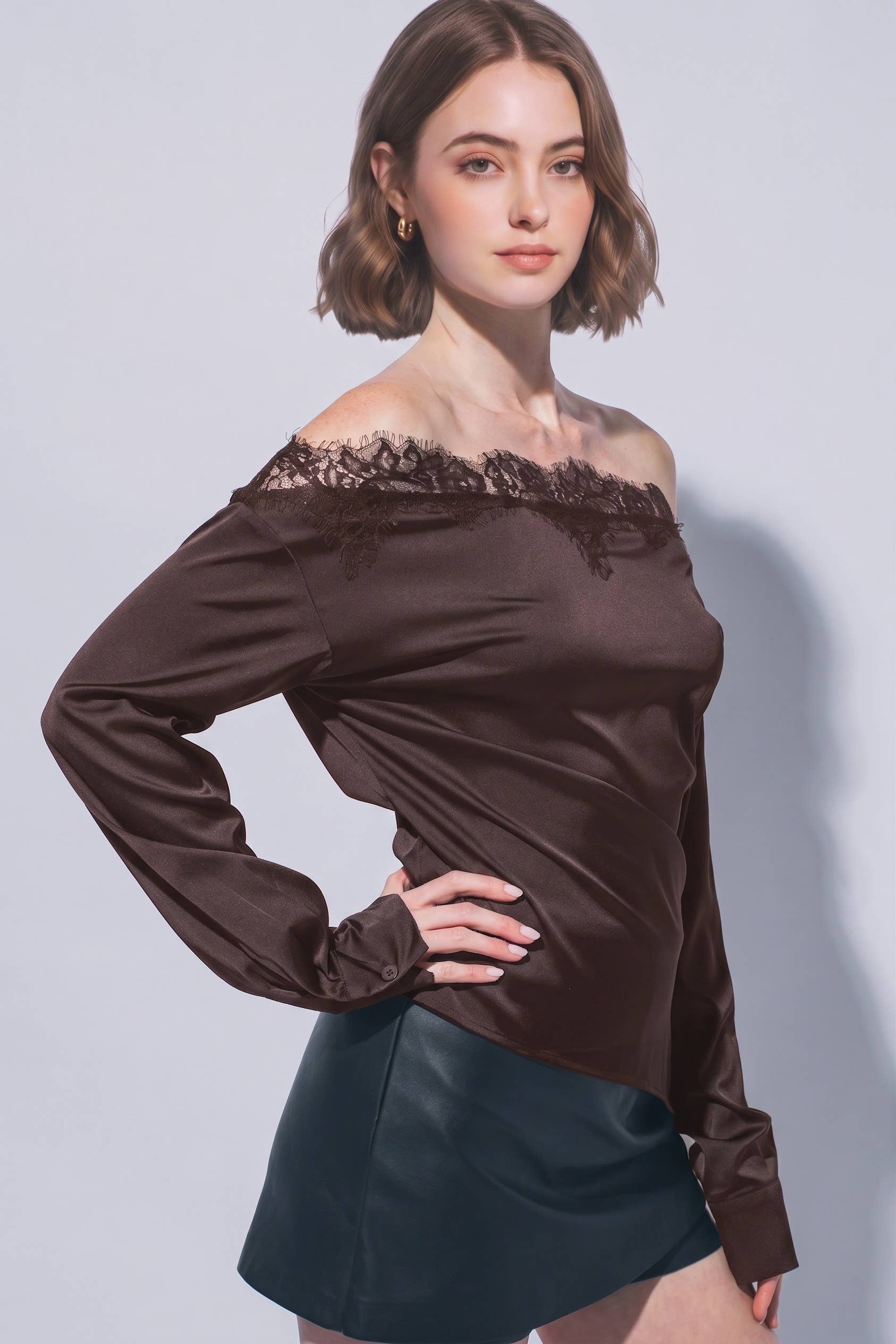 Lace-trimmed Off-the-shoulder Blouse