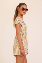 Boho Patchwork Print Smocked Romper