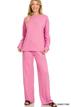 Soft Hacci Pullover And Pants Set