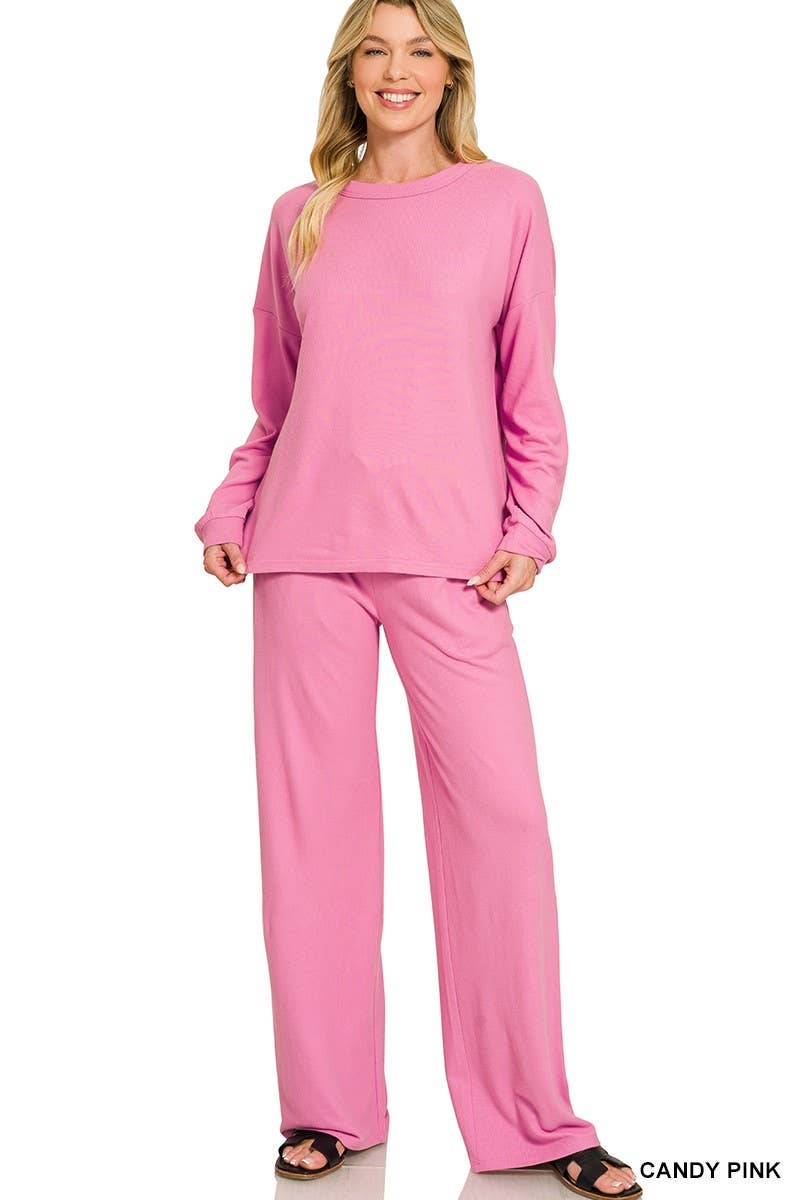 Soft Hacci Pullover And Pants Set