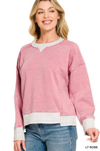 Acid Washed Fleece Contrast Trim Sweatshirts