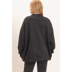 Enzyme Washed Mock Neck Sweatshirt