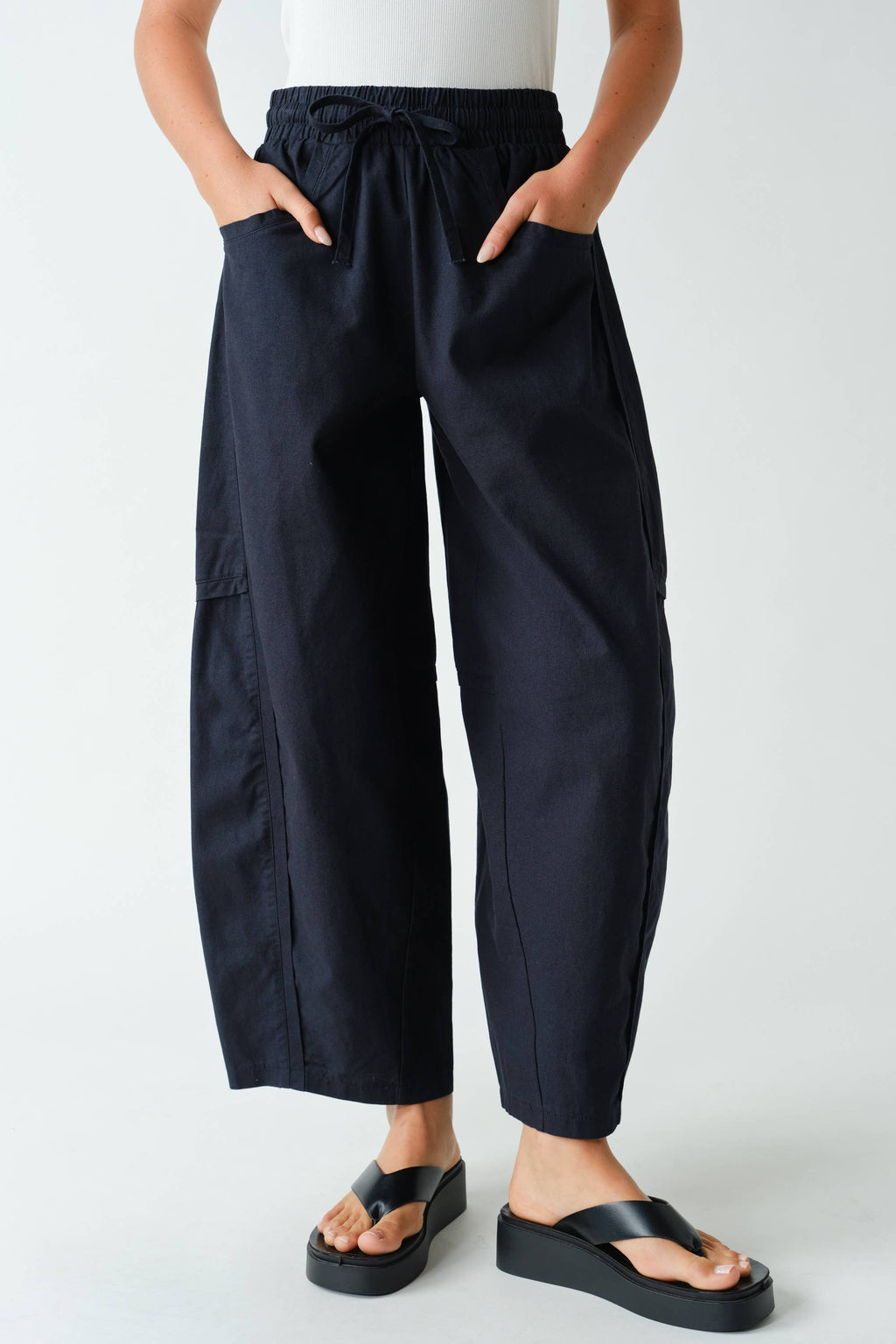 Ember Cotton Barrel-Leg Utility Pants