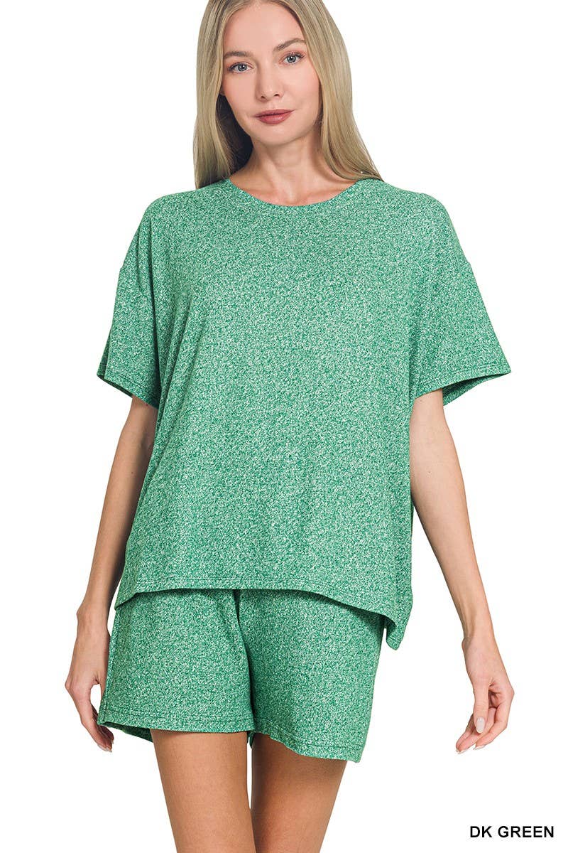 Soft Melange Short Sleeve Tee And Short Pants Set