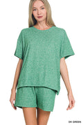 Soft Melange Short Sleeve Tee And Short Pants Set