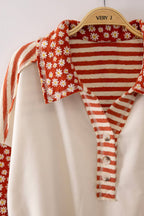 NT12889-Daisy Stripe Contrast Top