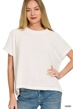 Chenille Waffle Cap Sleeve Sweater