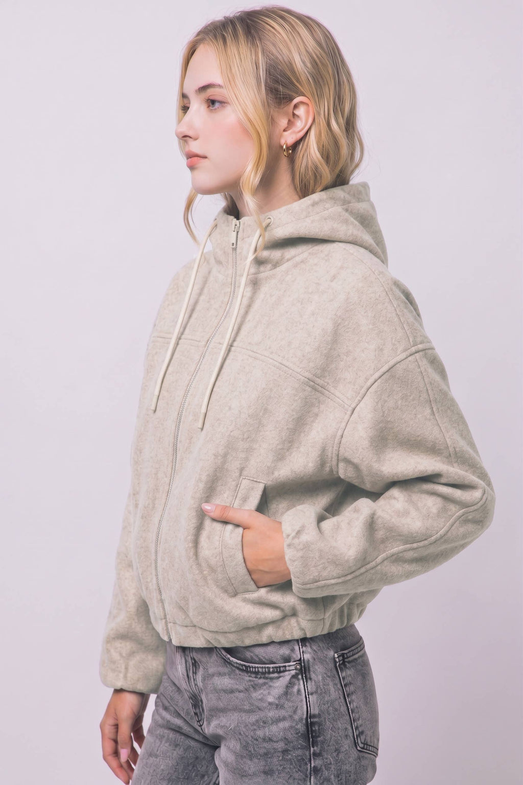 Boiled Hooded Bomber Jacket w/ Side Pockets