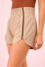 NP70720-Striped Trim Detail Activewear Shorts