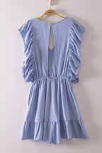 NP71067-Back Cutout Detail Ruffled Sleeve Romper