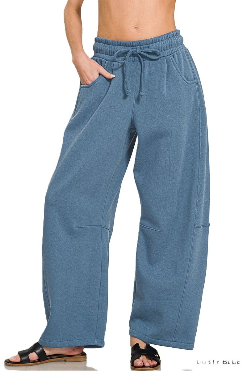 Fleece Barrel Leg Sweatpants