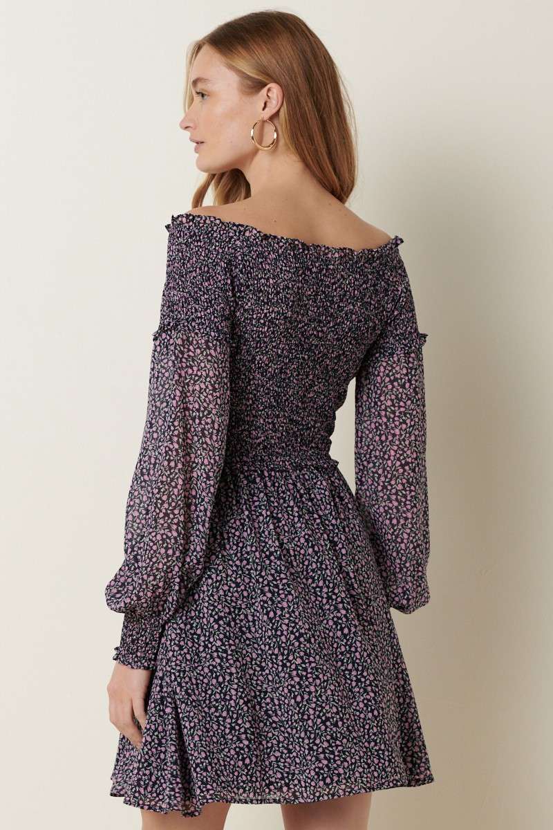 DITSY FLOWER SMOCKING DETAIL MINI DRESS