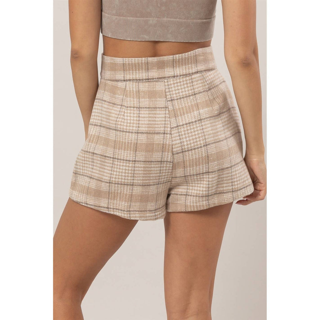 Plaid Twin Zipper-Detail Shorts