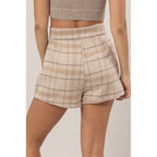 Plaid Twin Zipper-Detail Shorts
