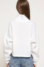 Long Sleeve Ribbed Mock Neck Inner Brushed Sweatshirt