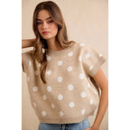 POLKA DOT KNIT SLEEVELESS TOP