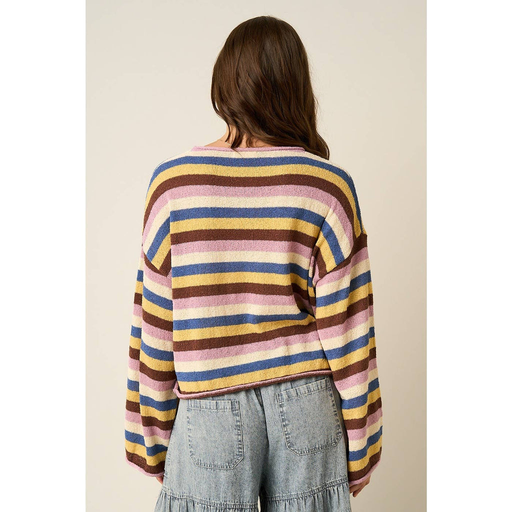 MULTICOLOR STRIPED SWEATER KNIT TOP