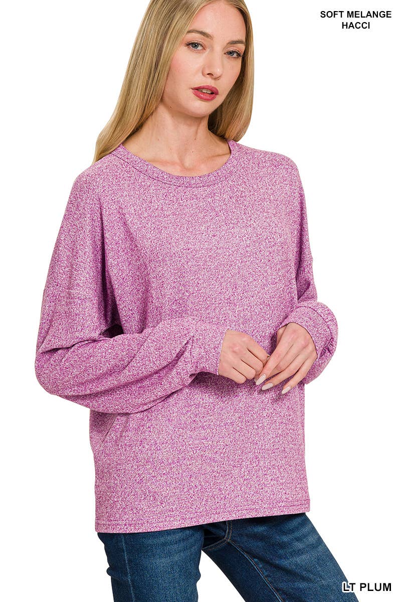 Soft Melange Hacci Long Slv Tee And Pants Set