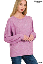 Soft Melange Hacci Long Slv Tee And Pants Set