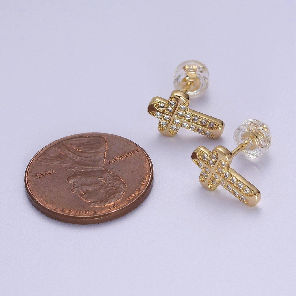 18K Gold Filled Cross Stud Earrings
