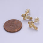 18K Gold Filled Cross Stud Earrings