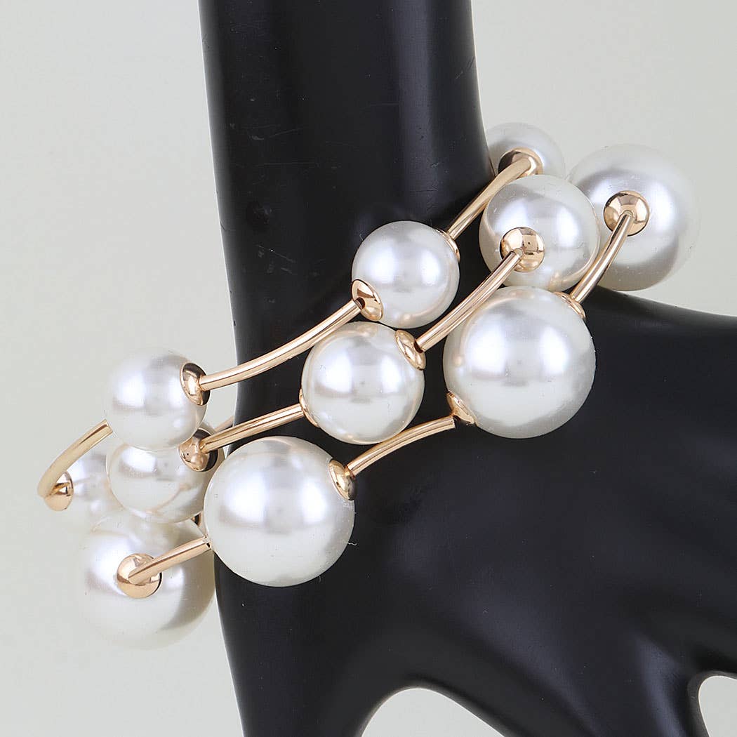 Classic Pearl Stone Beaded Tube Bracelet