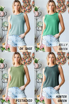 ET7276-11 SLEEVELESS SOLID URBAN RIBBED TOP