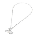 Seashell Pearl Charm Toggle Paperclip Chain Necklace
