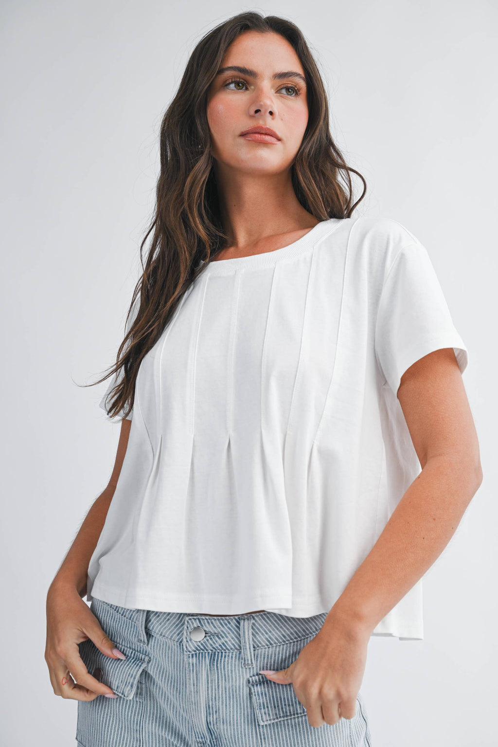 8613HK Pleated Swing Tee Top