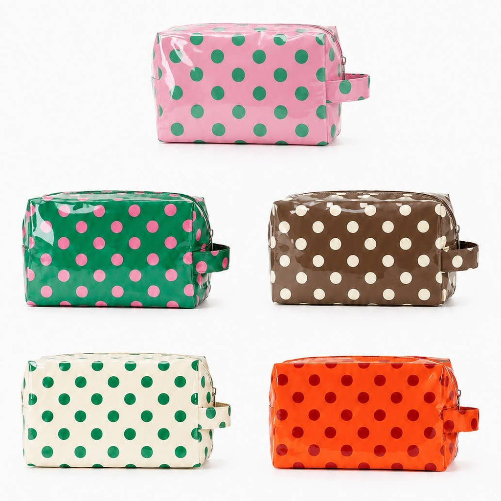 POLKA DOT WATERPROOF CLEAR COSMETIC MAKEUP POUCH BAG |40P630