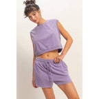 Burnout French Terry Sleeveless Top & Shorts Set